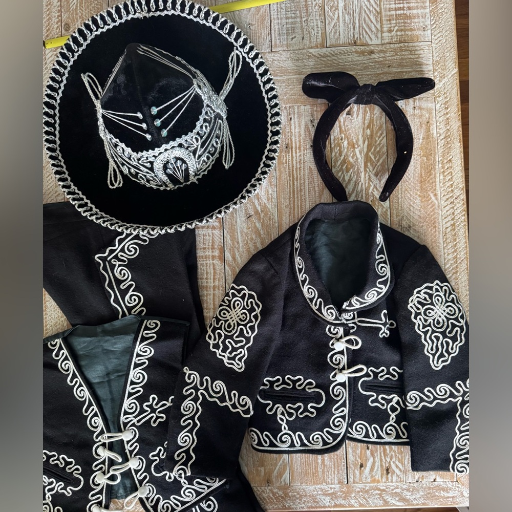 🇲🇽5pc Kids Charro Suit Set +Sombrero🇲🇽Coat Vest Pants Hat Headband toddler 2T-3T